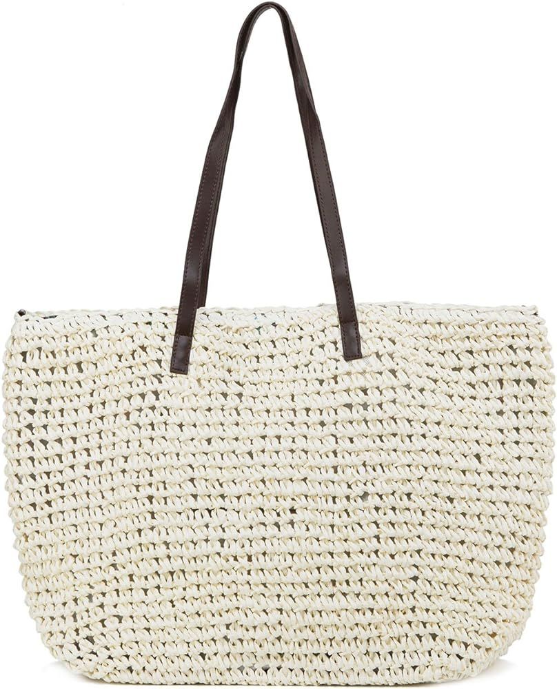 ILISHOP Women's Classic Woven Straw Tote Summer Beach Weaving Handbag Shoulder Bag | Amazon (US)