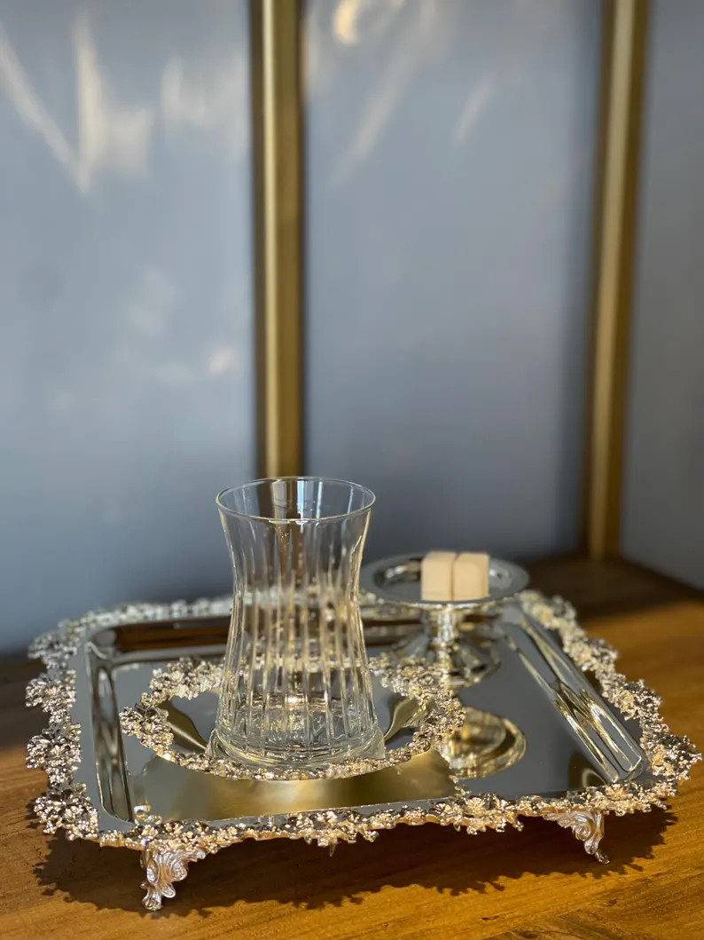 Handmade Silver Plated Serving Tray: Elegant Coffee & Tea Decor - Etsy | Etsy (US)