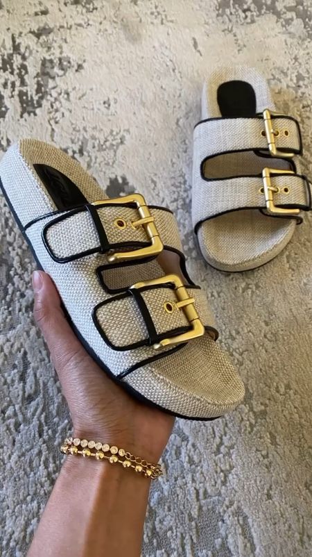 Slide sandals. These look so chic, seem to be good quality, and comfy out of the box. Linen and leather  Comes in other colors. True to size. Currently on sale. Spring outfit. Vacation outfit  

Follow my shop @ahintofglameveryday on the @shop.LTK app to shop this post and get my exclusive app-only content!

#liketkit #LTKshoecrush #LTKover40 #LTKsalealert
@shop.ltk
https://liketk.it/4EX8d

#LTKsalealert #LTKover40 #LTKshoecrush