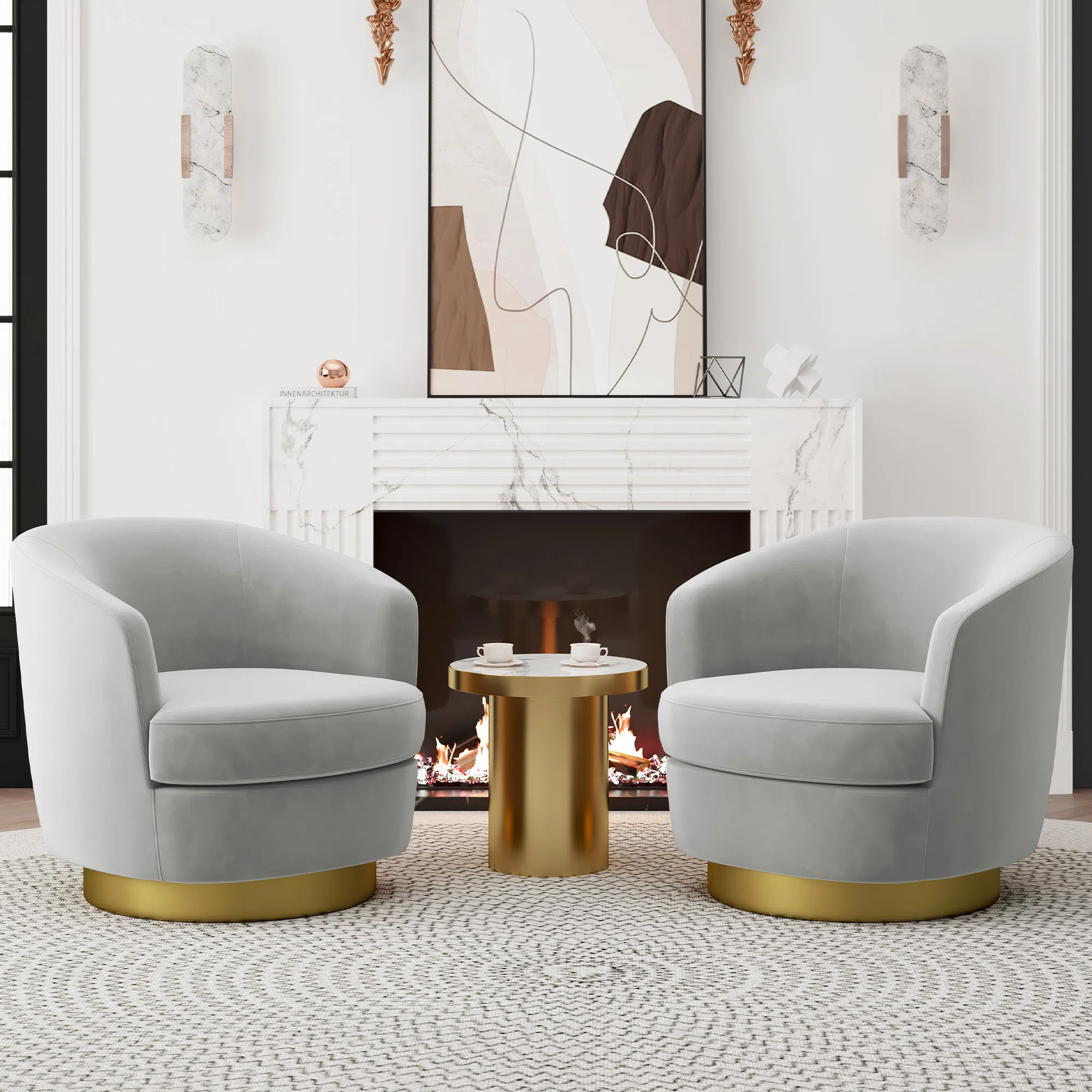 Velvet Swivel Barrel Chair (Set of 2) (Set of 2) | Wayfair North America