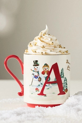 Nathalie Lete Stoneware Holiday Monogram Mug | Anthropologie (US)