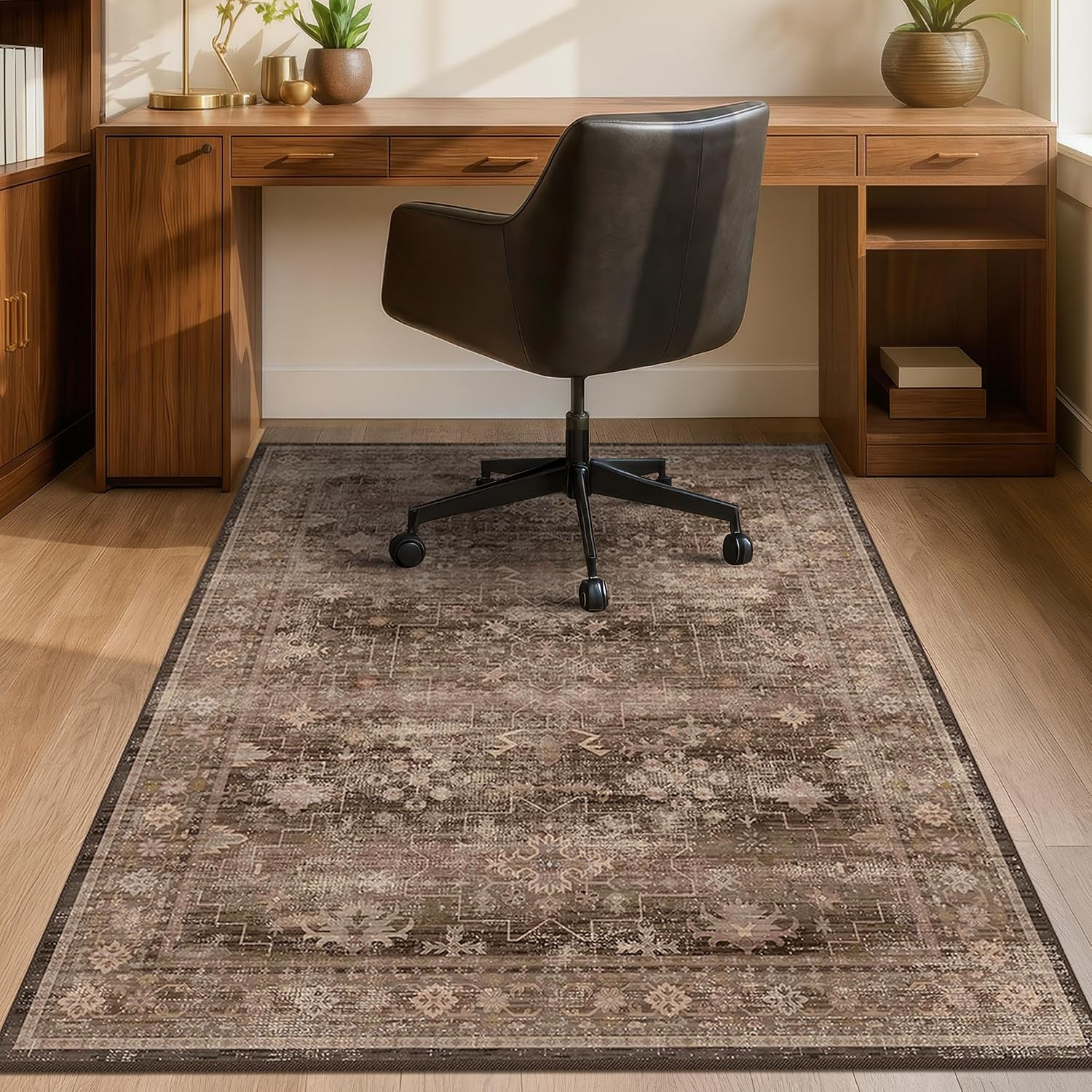 JTJ Desk Chair Mat for Hardwood & Tile Floors, 36" x 48" Vintage Office Rug | Amazon (US)