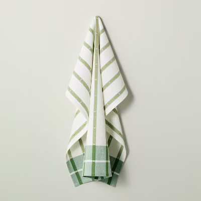 Stripe Cotton Flour Sack Kitchen Towel Cream/Green - Hearth & Hand™ with Magnolia | Target