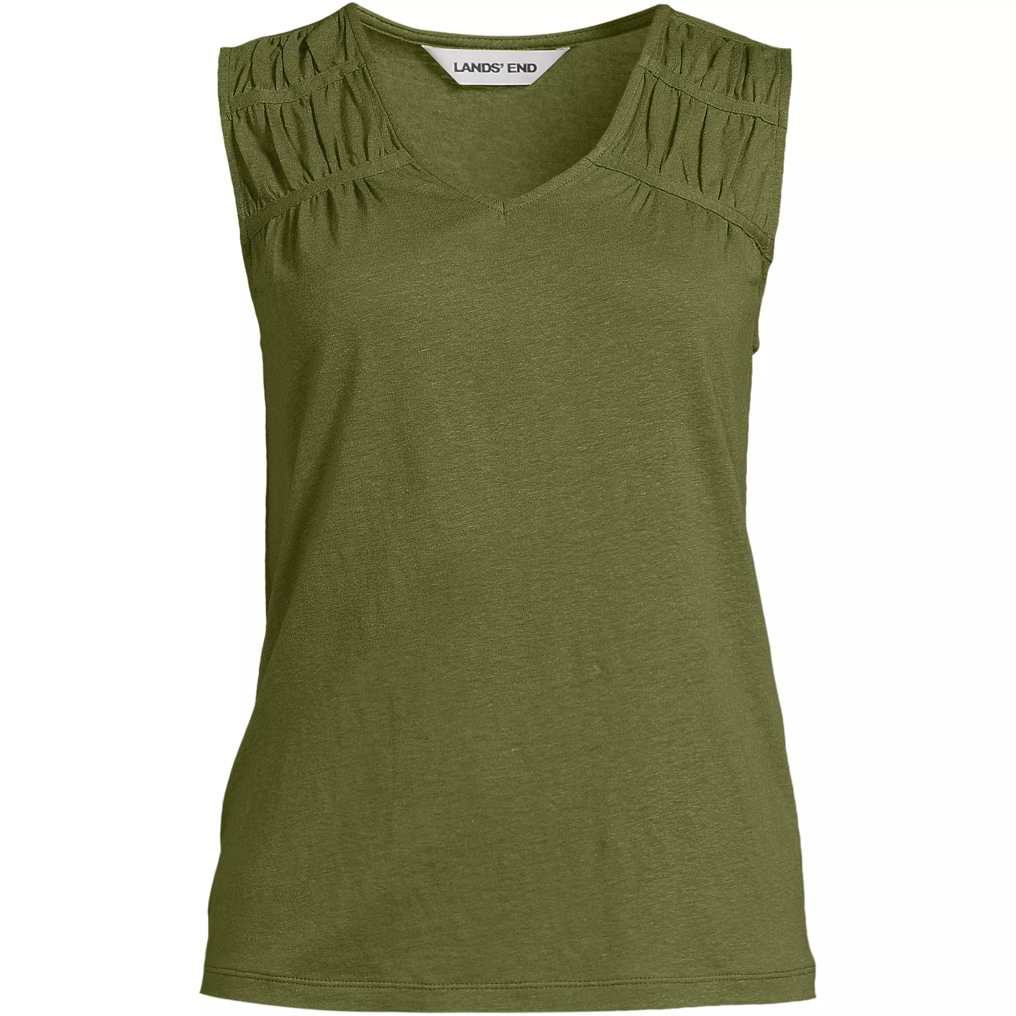 Women's Linen Blend Smocked Flowy Tank | Lands' End (US)