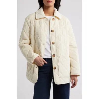 Bernardo Quilted Corduroy Jacket in Cream at Nordstrom, Size Small | Nordstrom