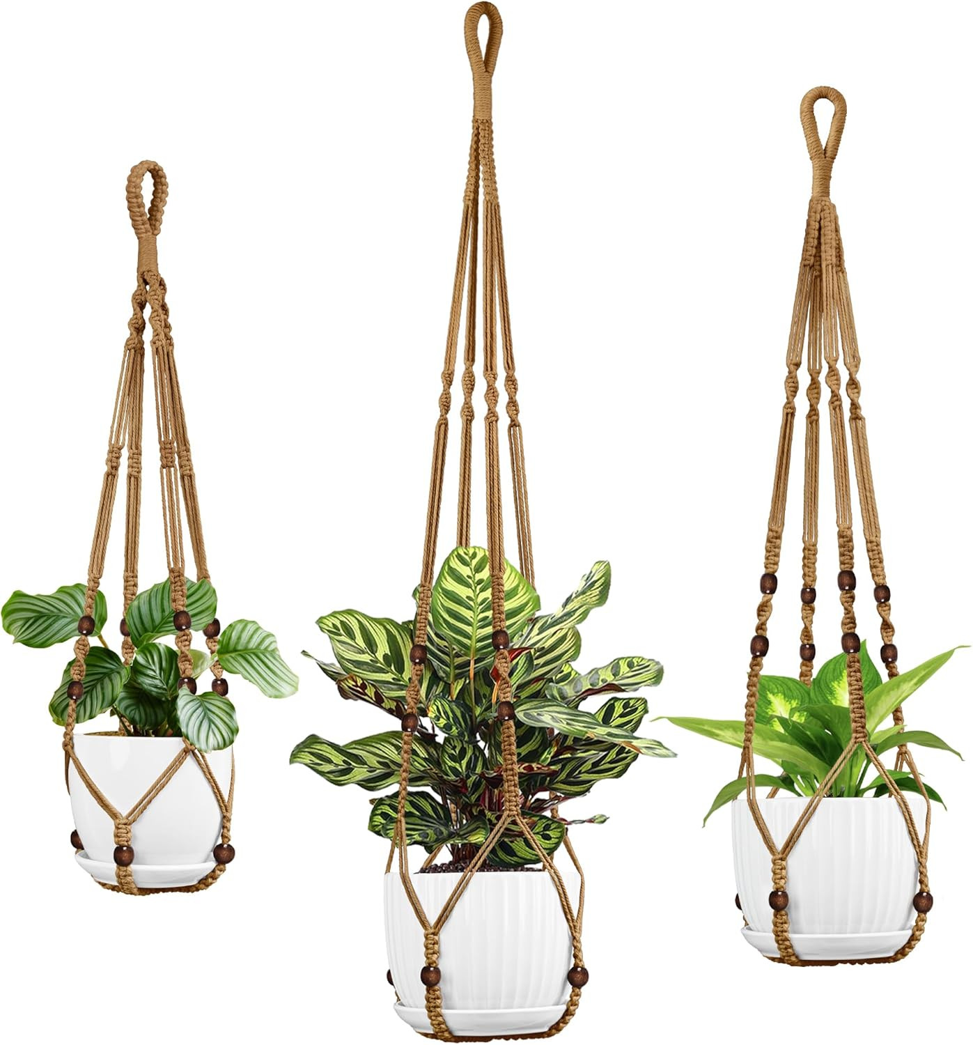 Macrame Plant Hanger - Fits 4 to 15 inches Pots for Indoor Outdoor, 43"/35"/29" Different Sizes S... | Amazon (US)