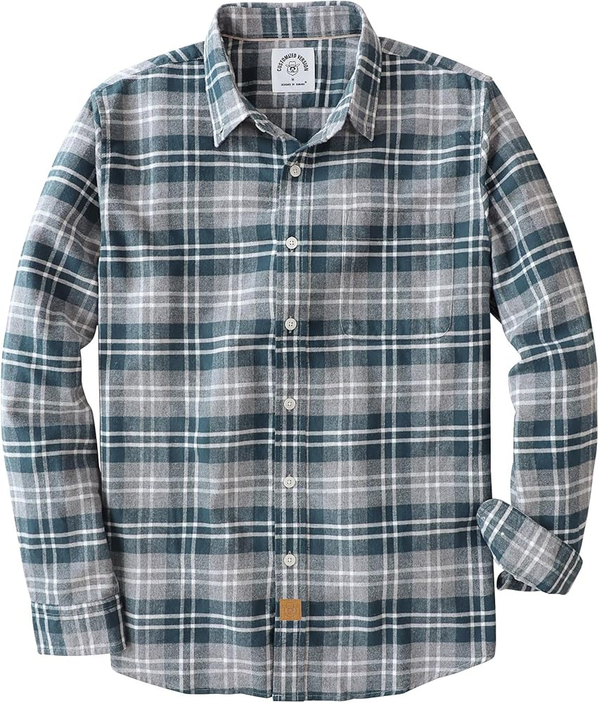 Dubinik® Flannel Shirt for Men 100% Cotton Mens Flannel Shirts Long Sleeve Plaid Soft Casual But... | Amazon (US)