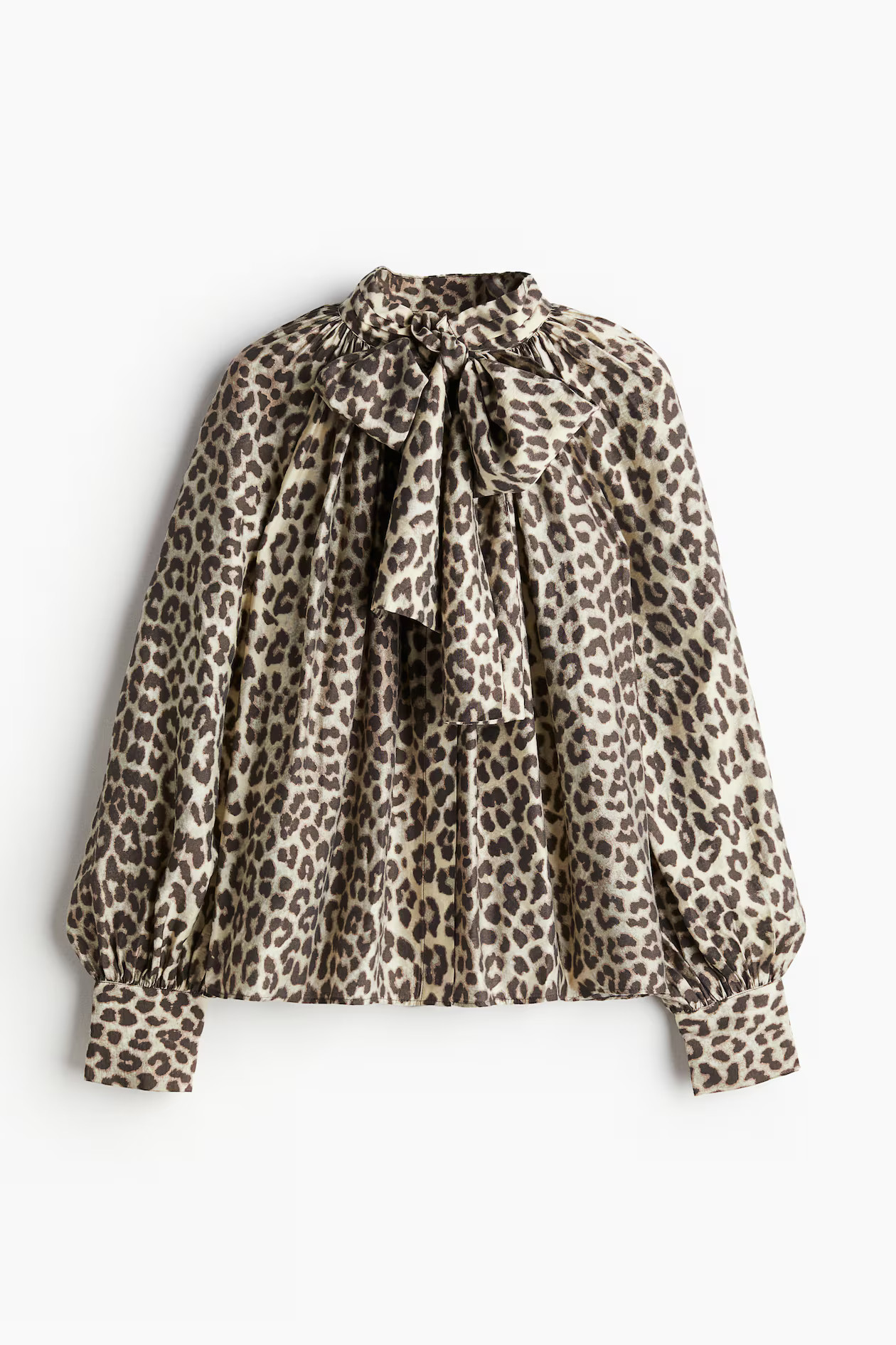 Blusa con lazada - Manga larga - Largo normal - Beige/Estampado de leopardo - MUJER | H&M ES | H&M (FR, IT, ES, PT, BE)