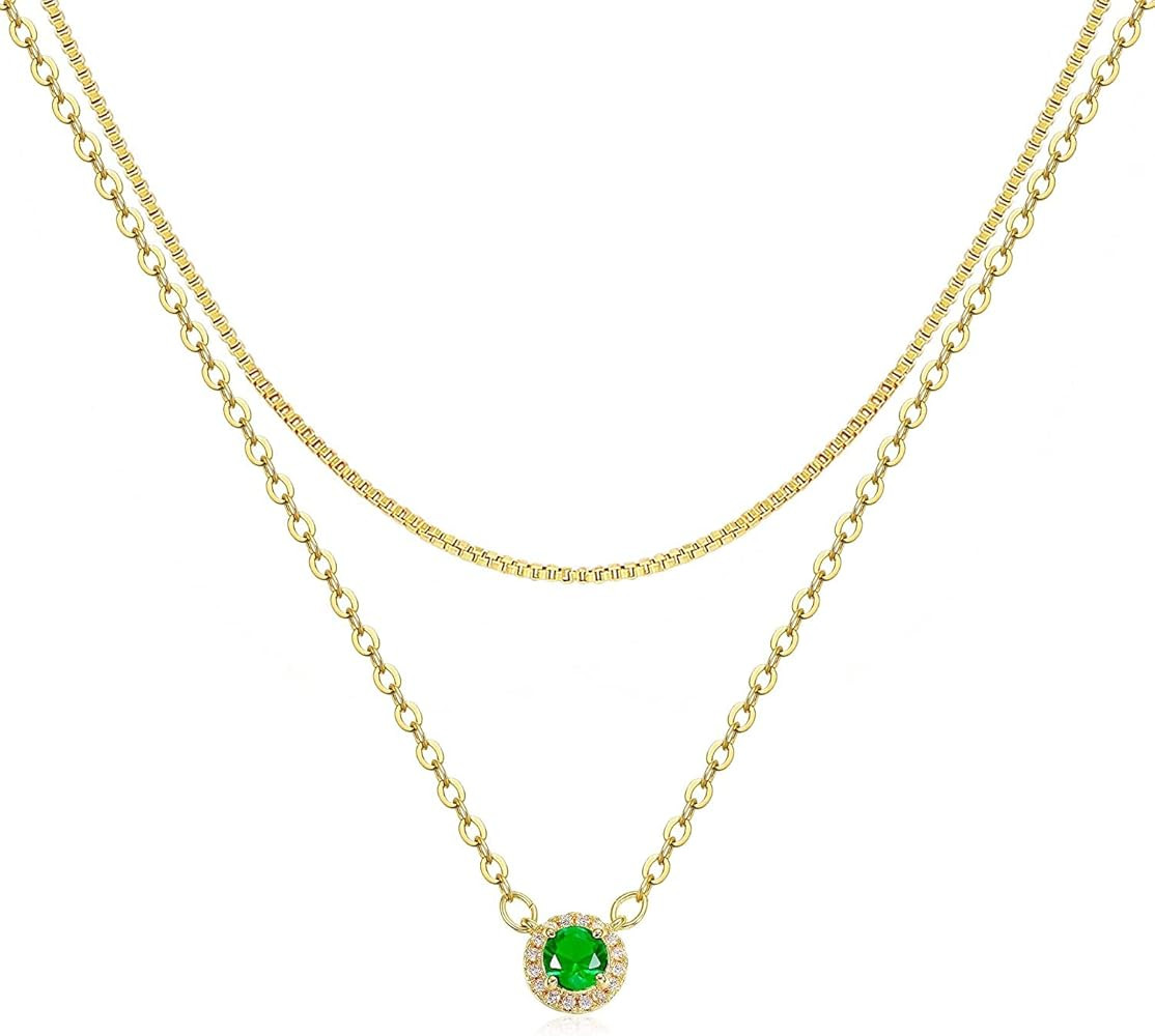 Mama Necklaces for Women, 18K Gold Plated Dainty Mom Necklace Layered Cubic Zirconia Choker Neckl... | Amazon (US)