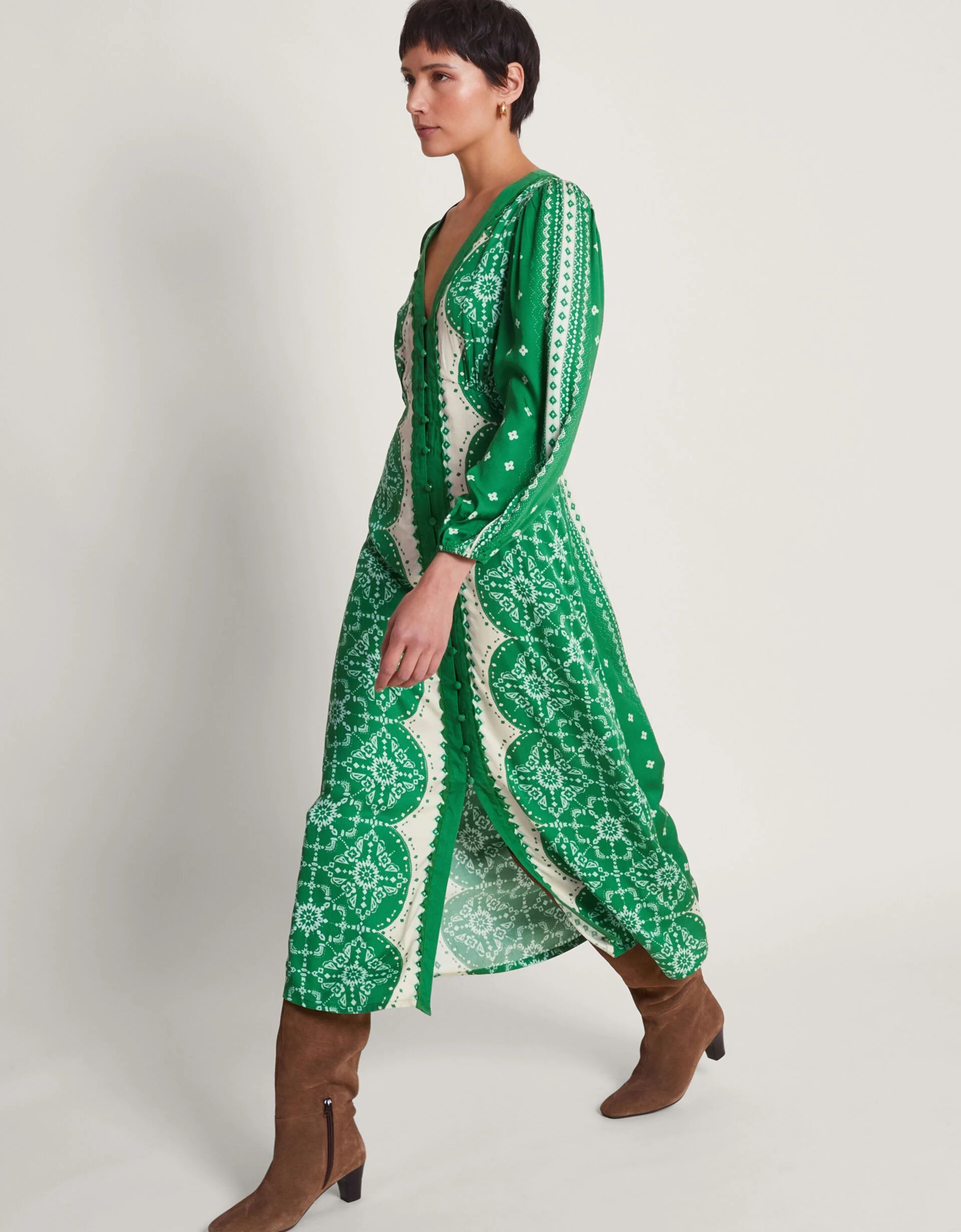 Tamsyn Print Tea Dress Green | Monsoon (UK)