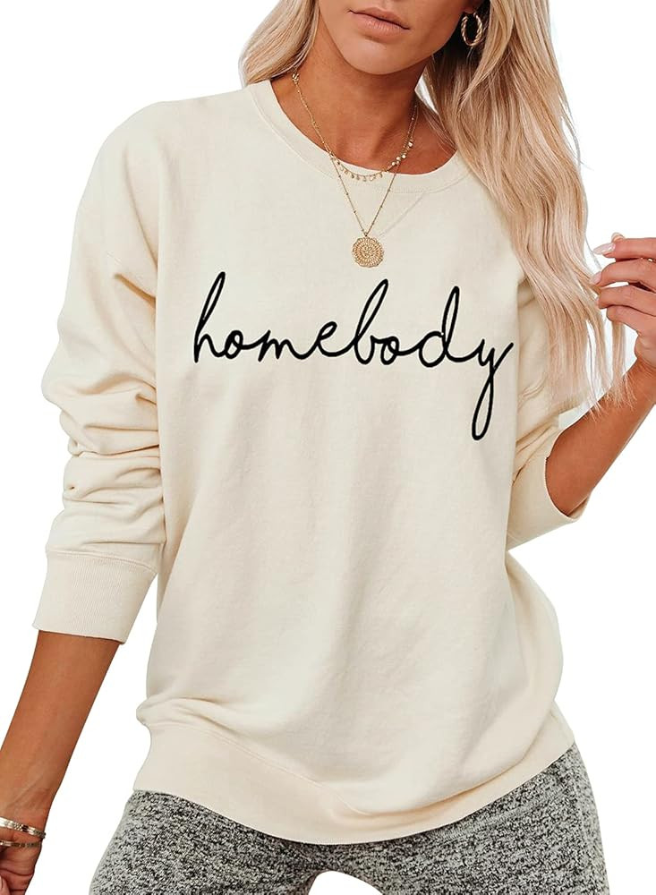 Miduo Womens Casual Fashion Long Sleeve Crewneck Graphic Sweatshirts Pullovers Outerwear | Amazon (US)