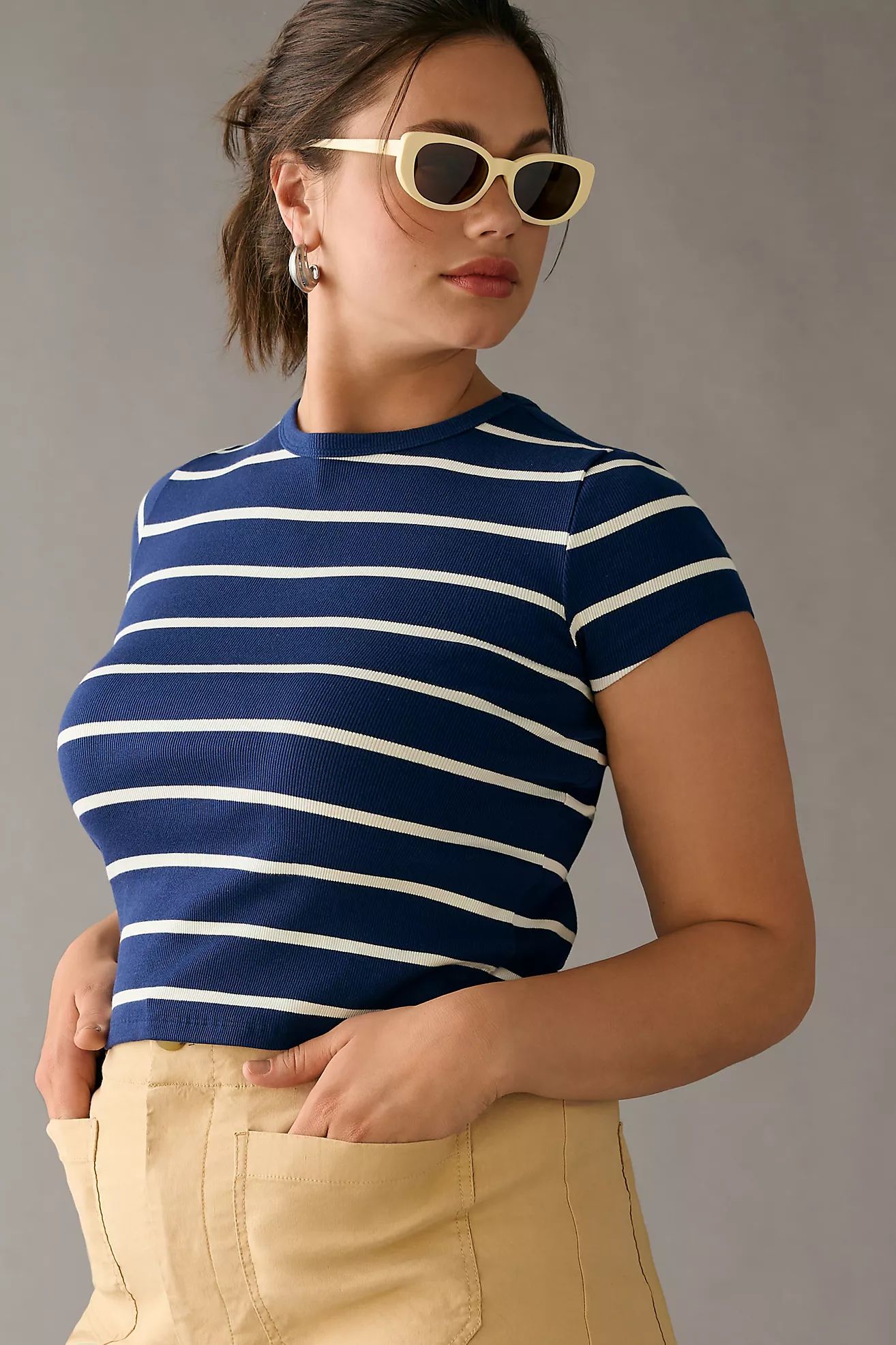 Maeve Ribbed Baby Tee | Anthropologie (US)