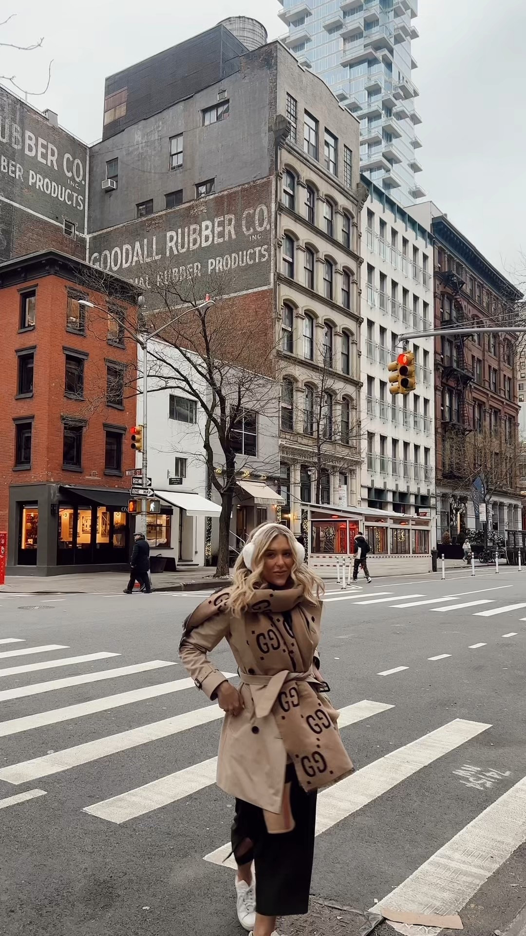 New York outfit - Burberry trench - Burberry trench coat - Burberry trenchcoat - white ear muffs - fluffy ear muffs - white fluffy ear muffs - Veja trainers - nyc outfit - Gucci scarf - Gucci jacquard scarf - designer scarf - neutral outfit - nyc outfit ideas 

#LTKstyletip #LTKautumn #LTKwinter