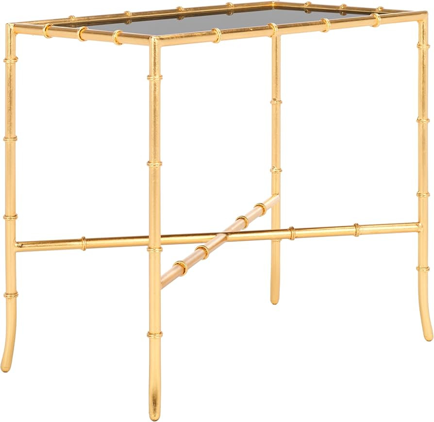 SAFAVIEH Home Collection Chandler Accent Table, Gold Cross Base with Black Glass Top, Fully Assem... | Amazon (US)