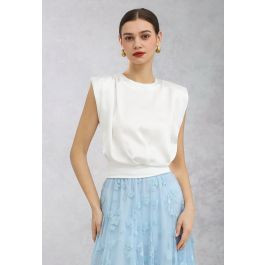 Satin Tie Back Sleeveless Top in White for Date Nights & Parties | Chicwish