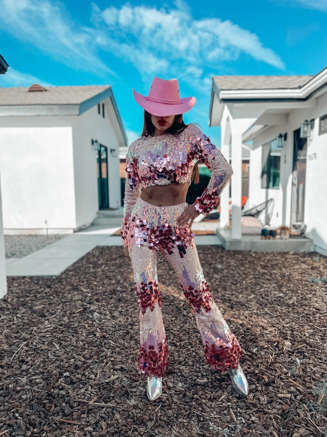 Space Cowboy Sequin Fringe Rave Set Bachelorette Outfit Fringe Sequin Flare Pants Texas Western C... | Etsy (US)