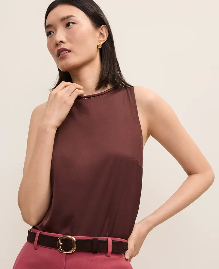 Mixed Media Lace Trim Top | Ann Taylor