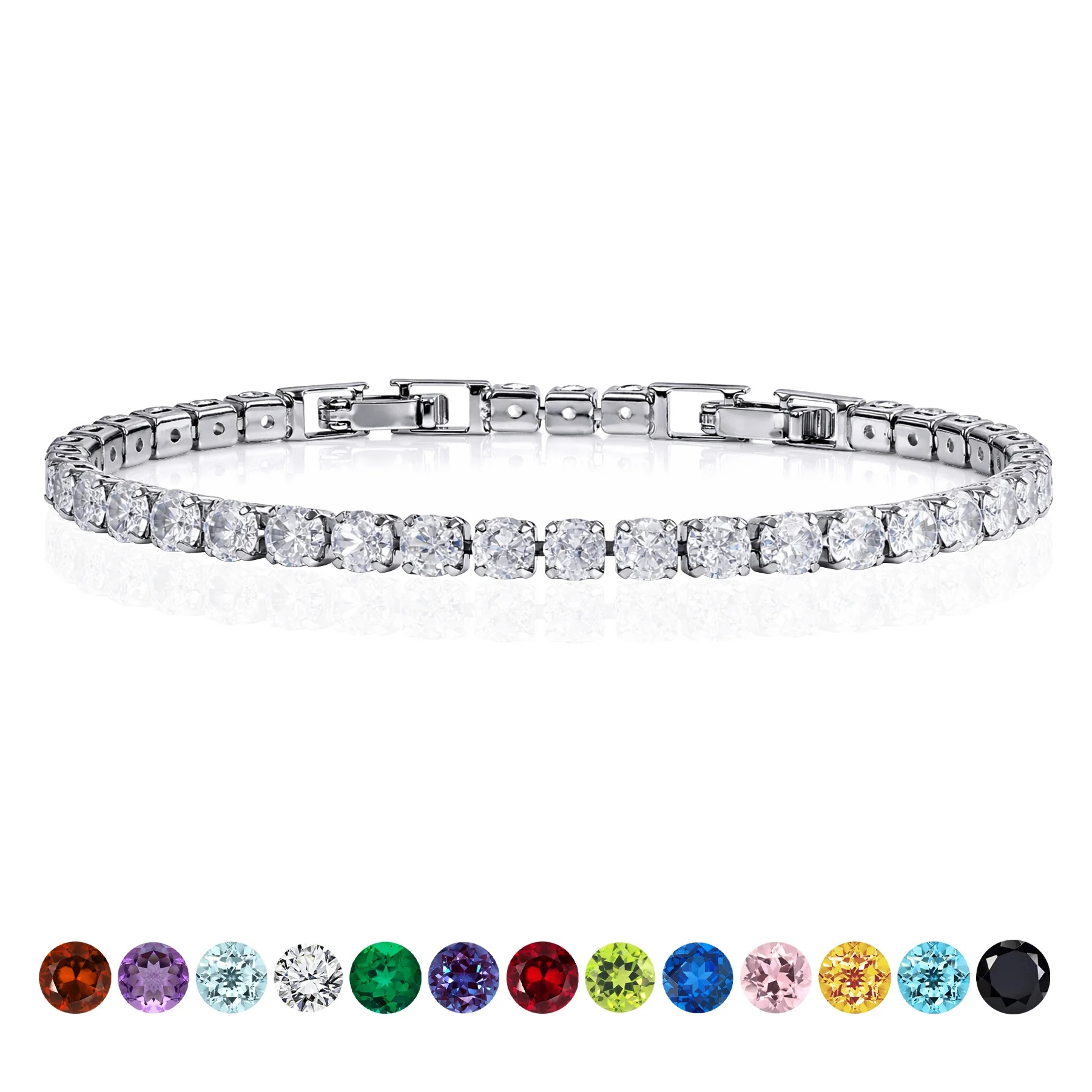 JeenMata 5.5 Carat April Cubic Zirconia - Round Cut Birthstone Tennis Bracelet Eternity Design - ... | Walmart (US)