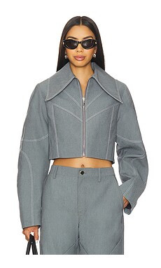 Kate Barton Specialty Denim Paneled Jacket in Grey Denim from Revolve.com | Revolve Clothing (Global)