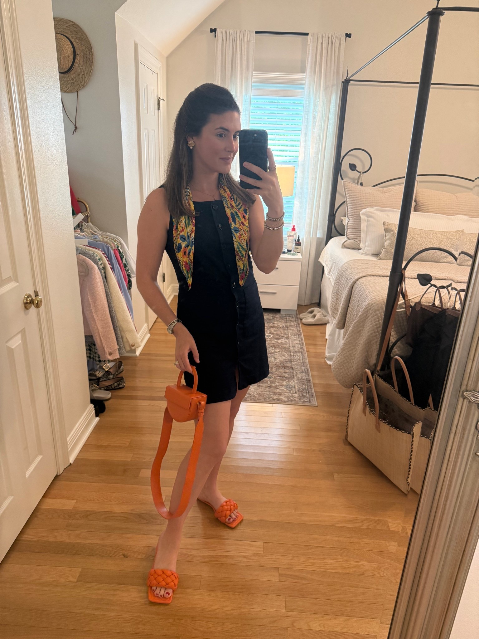 Chic little spring/summer look giving la dolce vita 🧡 I love a blue and orange combo! This navy dress just popped with is orange accessories  

#LTKFindsUnder100 #LTKStyleTip #LTKShoeCrush