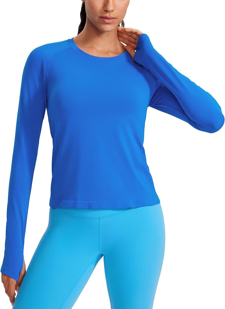 CRZ YOGA Womens Seamless Workout Long Sleeve Shirts Quick Dry Gym Athletic Tops Breathable Runnin... | Amazon (US)