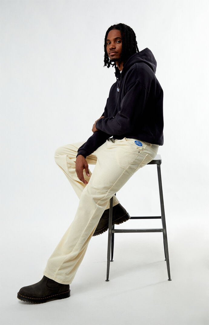 FORD Men's Cream Corduroy Baggy Pants - Size 30 | PacSun