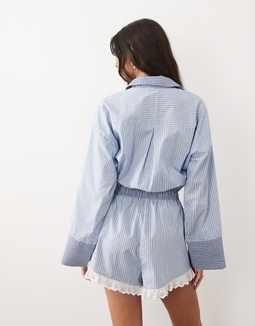 shirt playsuit with lace trim in mixed blue stripe

#LTKootd #LTKSeasonal #LTKTravel