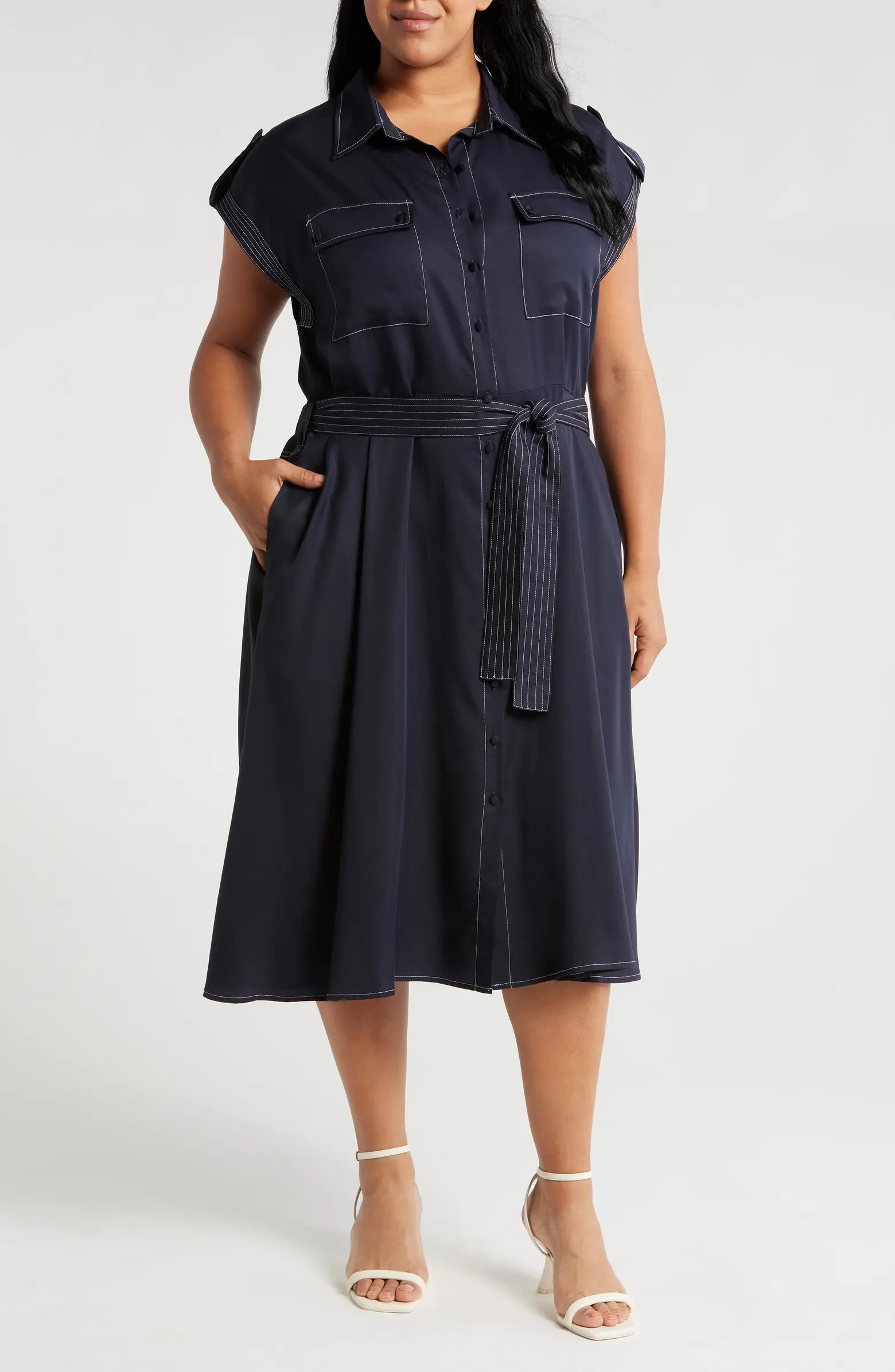 CIEBON Josette Beltled Midi Shirtdress | Nordstrom | Nordstrom