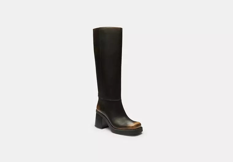 Coach Outlet Sculpted C Tall Boot In Loved Leather - Black, Size: 5 | Coach Outlet US