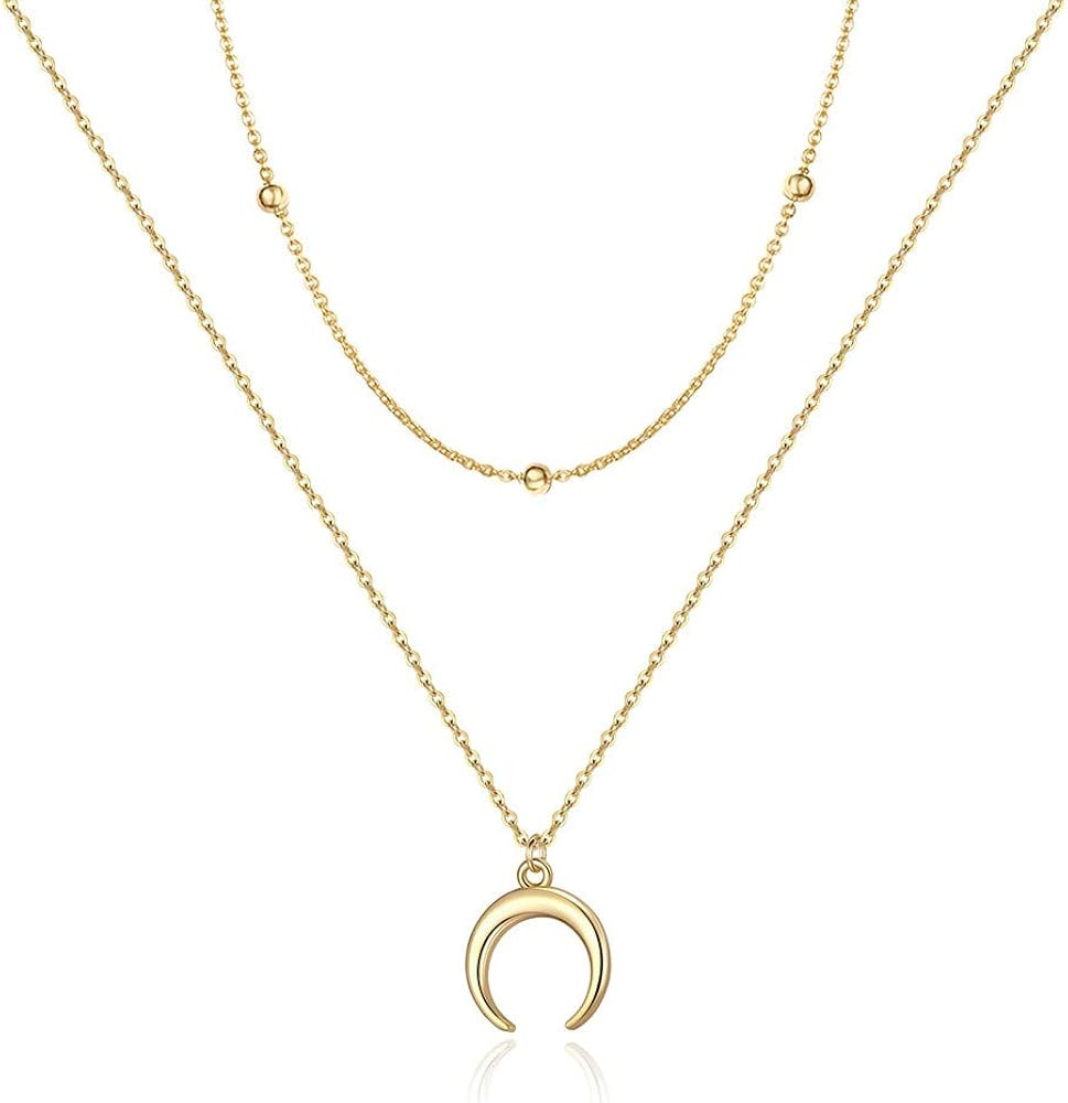 Turandoss Dainty Layered Choker Necklace, Handmade 14K Gold Plated Y Pendant Necklace Multilayer ... | Amazon (US)