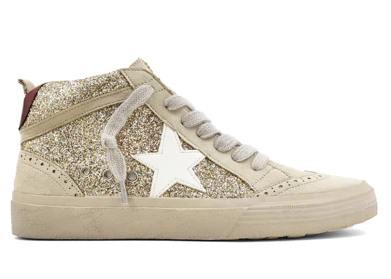 Mid Top Star Sneaker | Gold Glitter | Talulah
