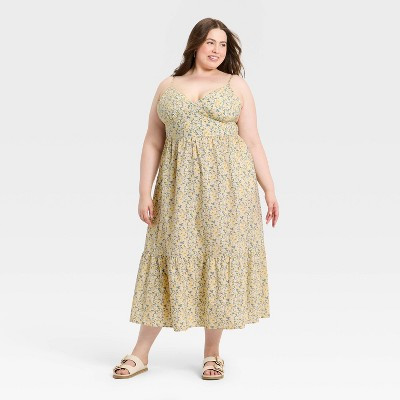 Women's Pullover Maxi A-Line Dress - Universal Thread™ Yellow Floral 1X | Target