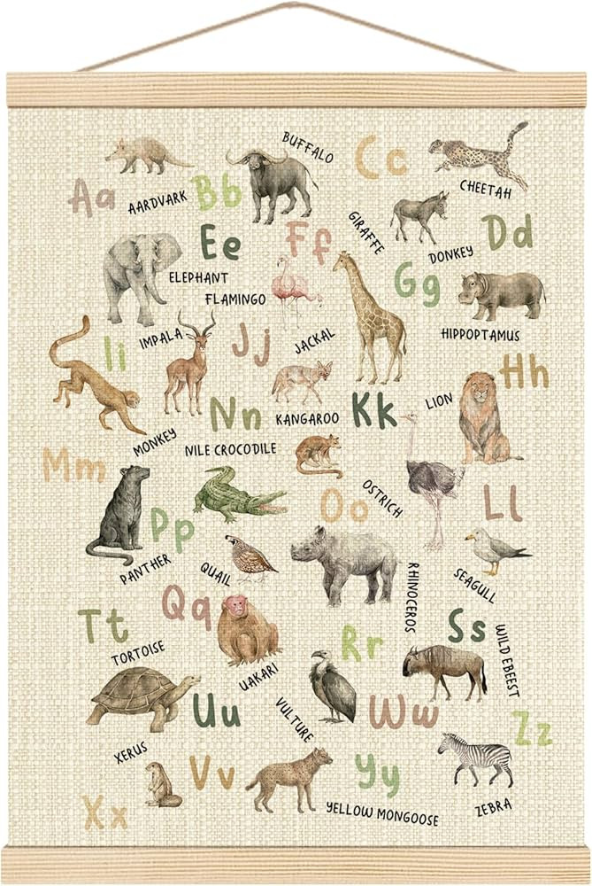 Boat Wades Wild Animals Alphabet Poster Hanger Frame, Nursery Wall Decor, Alphabet ABC Educationa... | Amazon (US)
