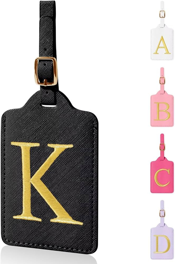 Personalized Initial Luggage Tags for Suitcases,Leather Letter Cute Luggage Tags with Privacy Nam... | Amazon (US)