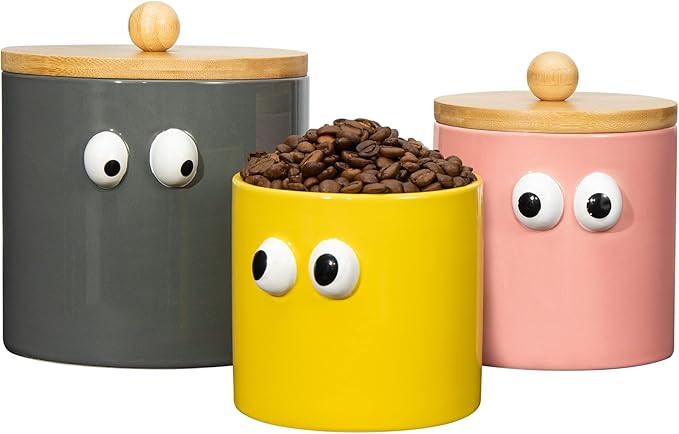 3PCS Canister Sets for Kitchen Counter, 50OZ Jars with Airtight Lids Ceramic Coffee Canister Sets... | Amazon (US)