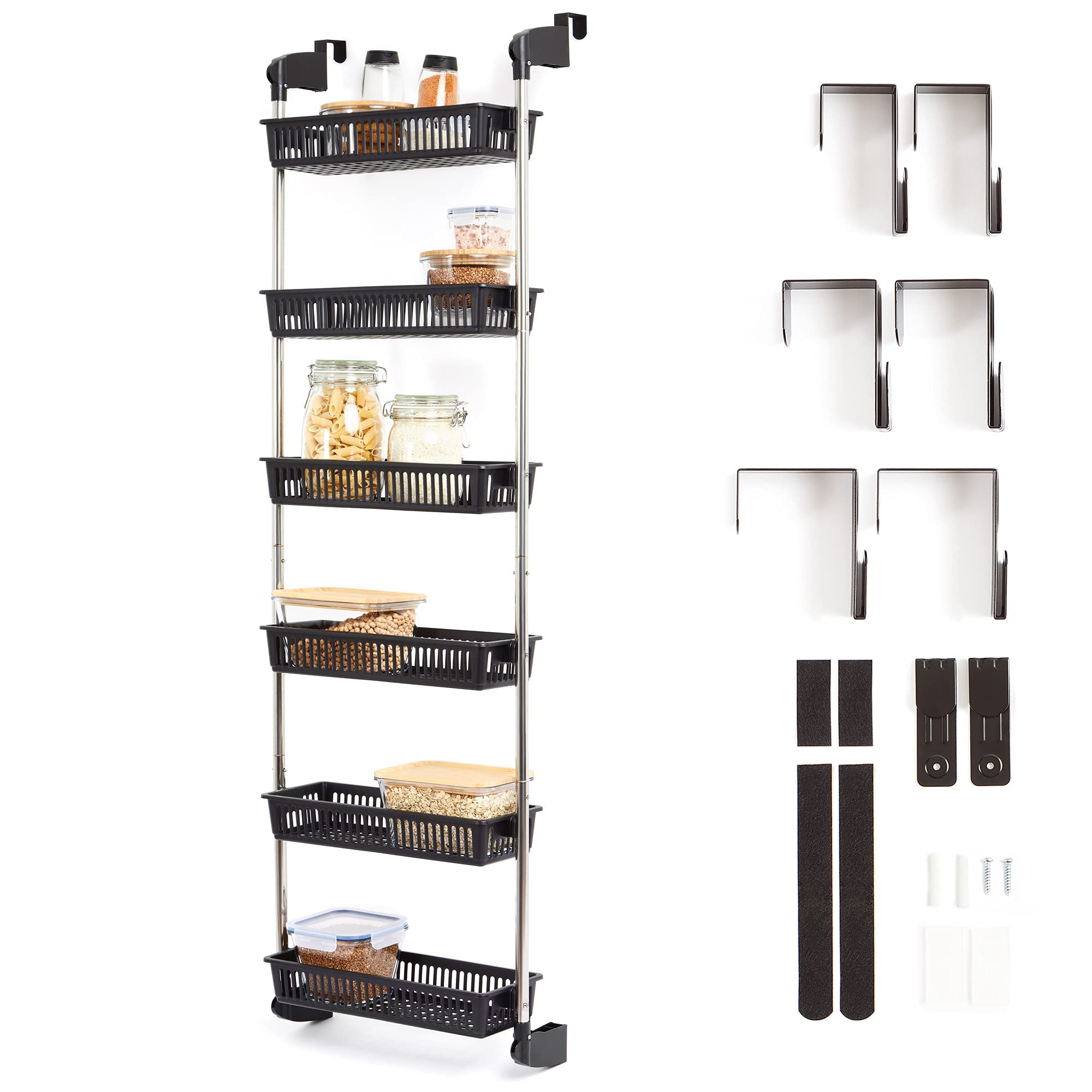 HomeBuddy Pantry Door Organizer - 6 Basket Over The Door Organizer, Sturdy Back of Door Storage Orga | Amazon (US)