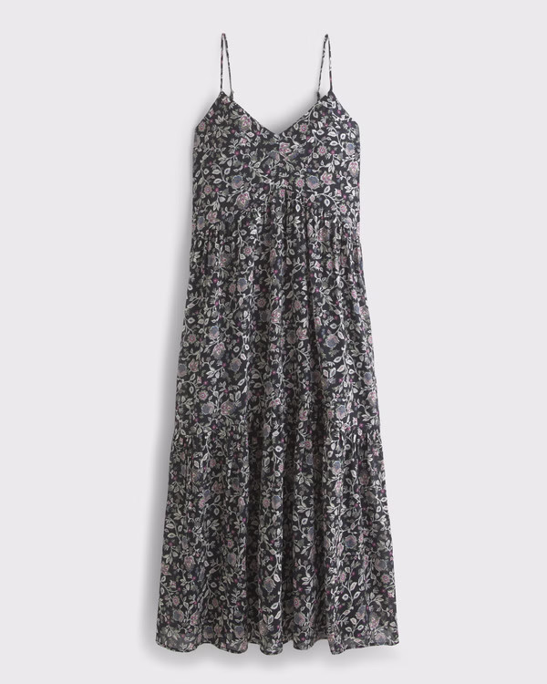 Women's V-Neck Flowy Maxi Dress | Women's New Arrivals | Abercrombie.com | Abercrombie & Fitch (US)