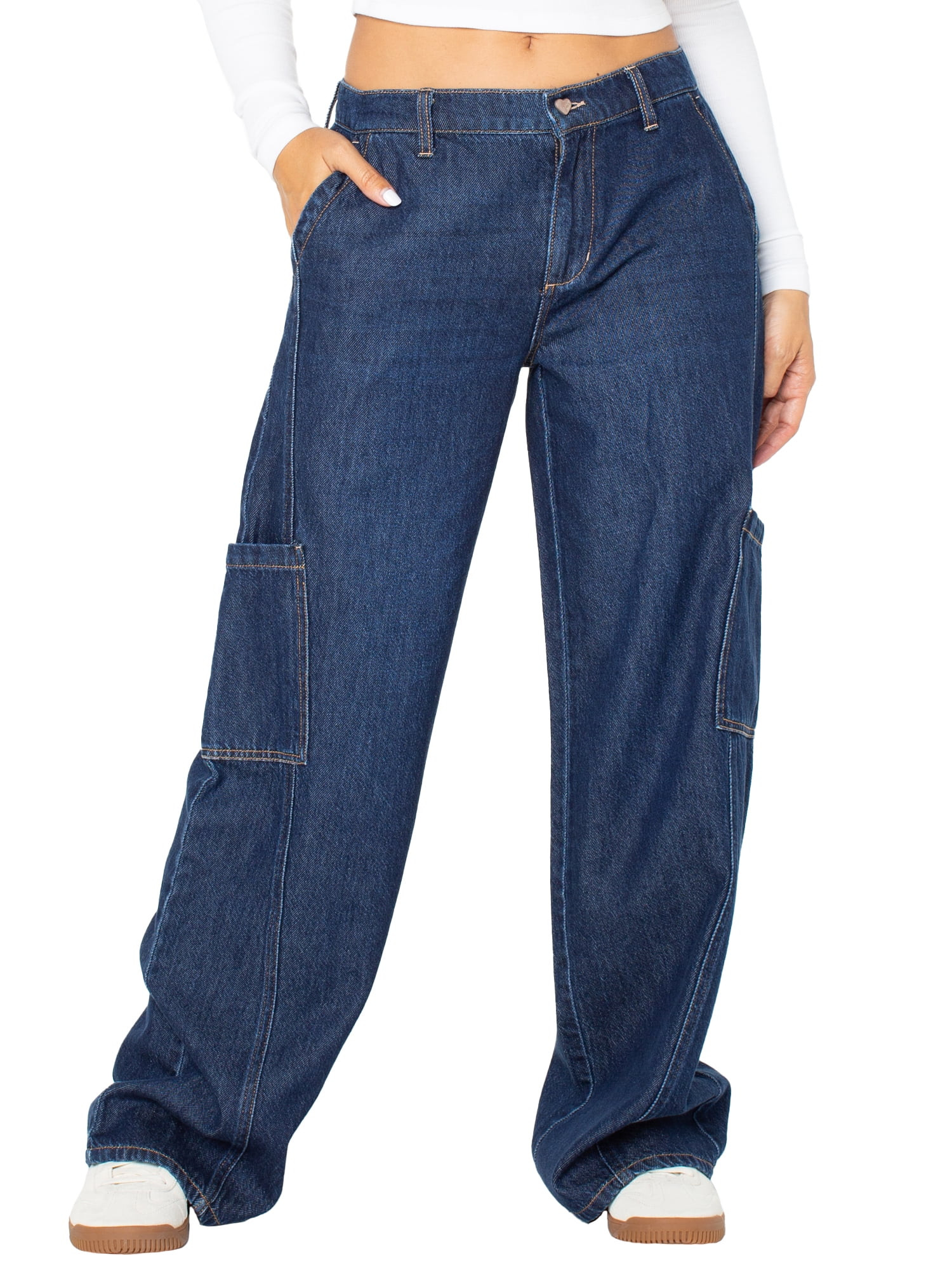 Celebrity Pink Women's and Women's Plus Cargo Wide Leg Jeans, Sizes XS-4X | Walmart (US)