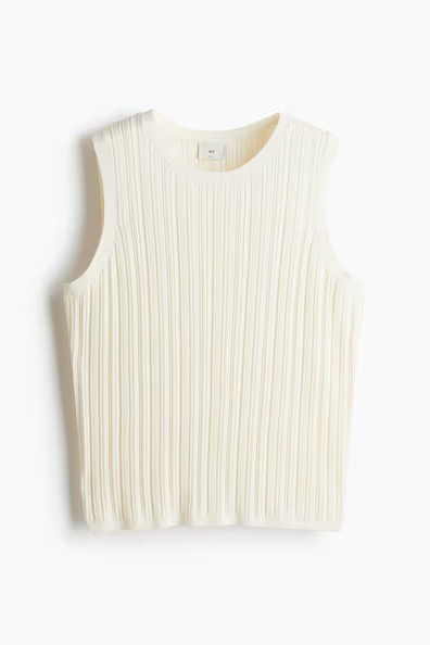 H & M - Slim-Fit Ribbed Tank Top - White | H&M (US + CA)