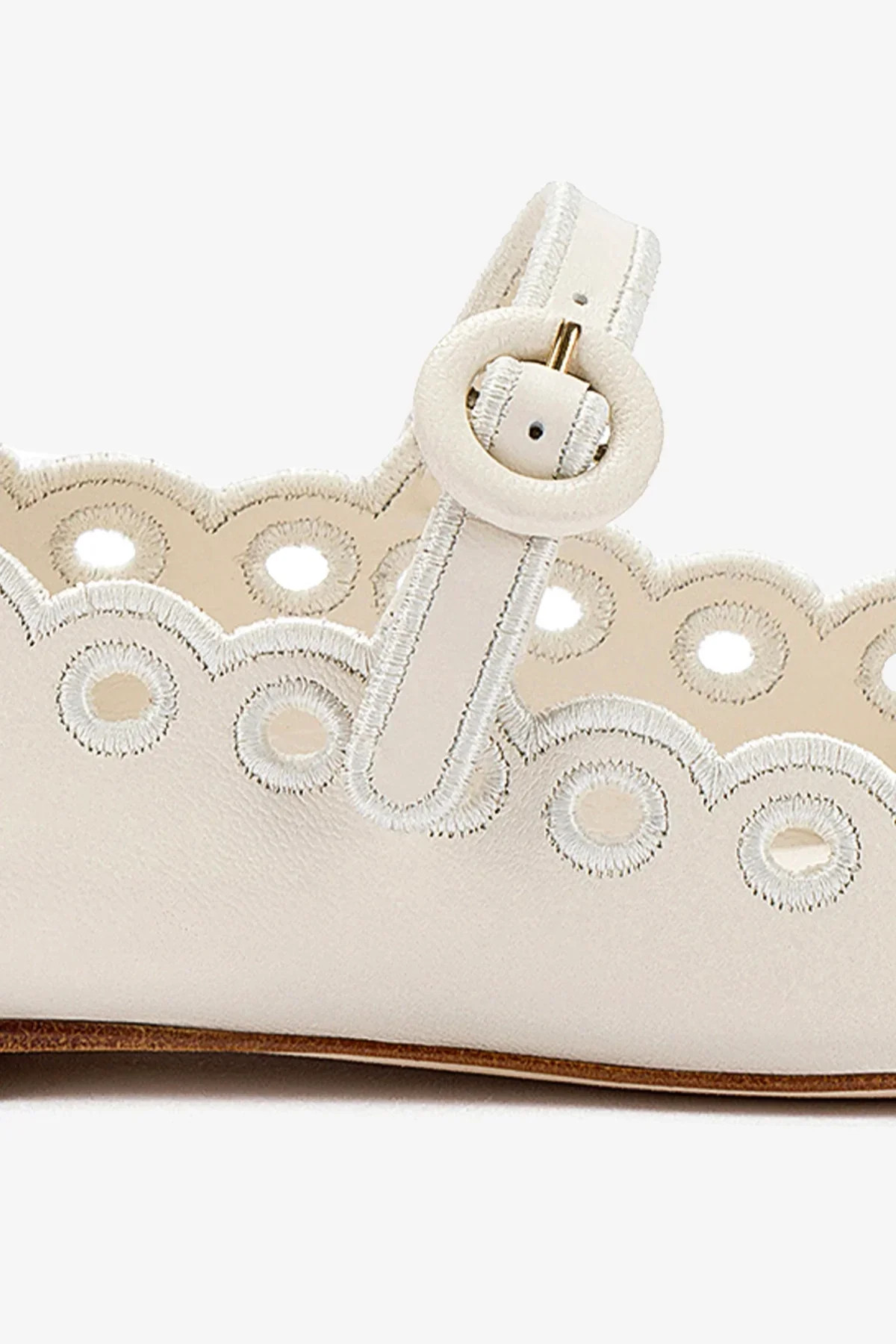Blair Broderie Ballet Flat In Ivory Leather | Larroude