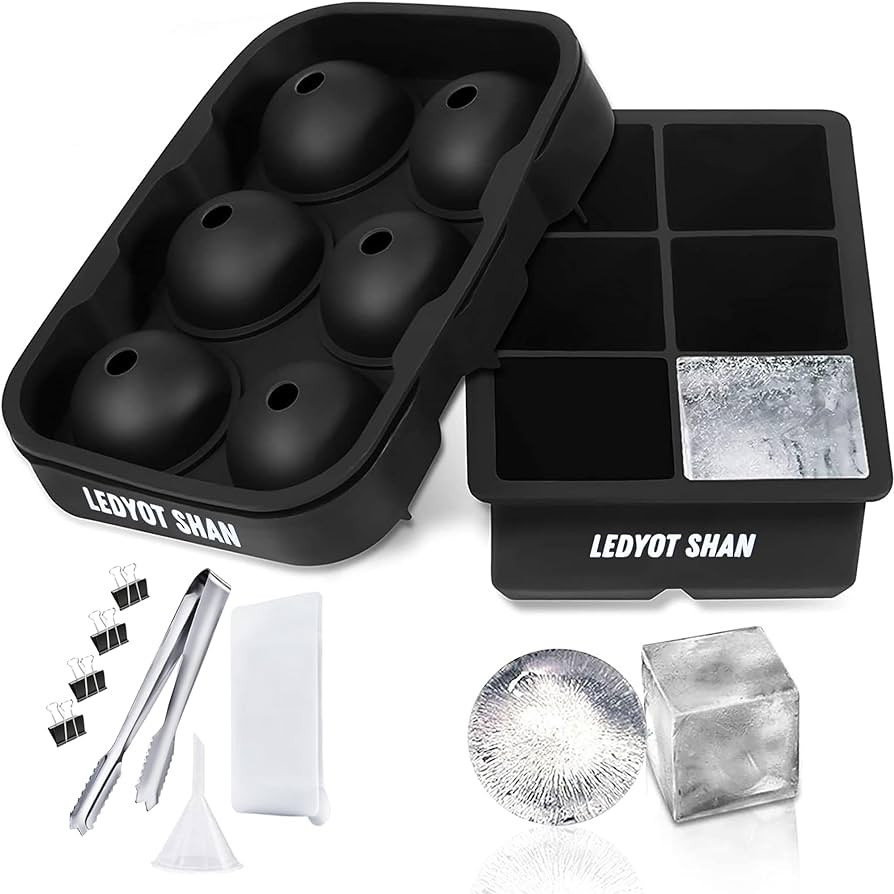 Ice Cube Tray (Set of 2), Ice Ball Maker Mold, Ice Cube Trays Silicone for Freezer, BPA Free, Ice... | Amazon (US)