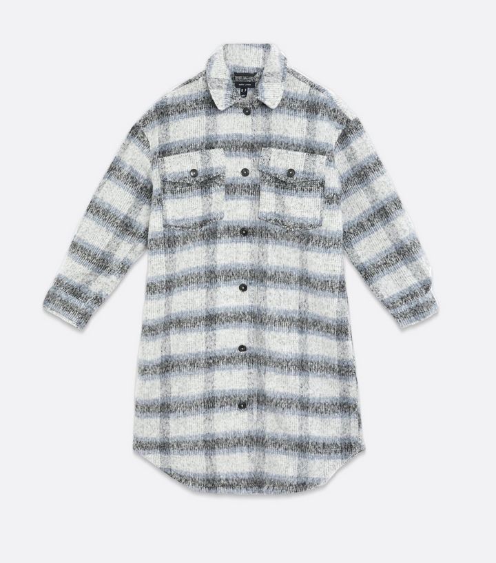 Light Grey Check Brushed Long Shacket 
						
						Add to Saved Items
						Remove from Saved It... | New Look (UK)