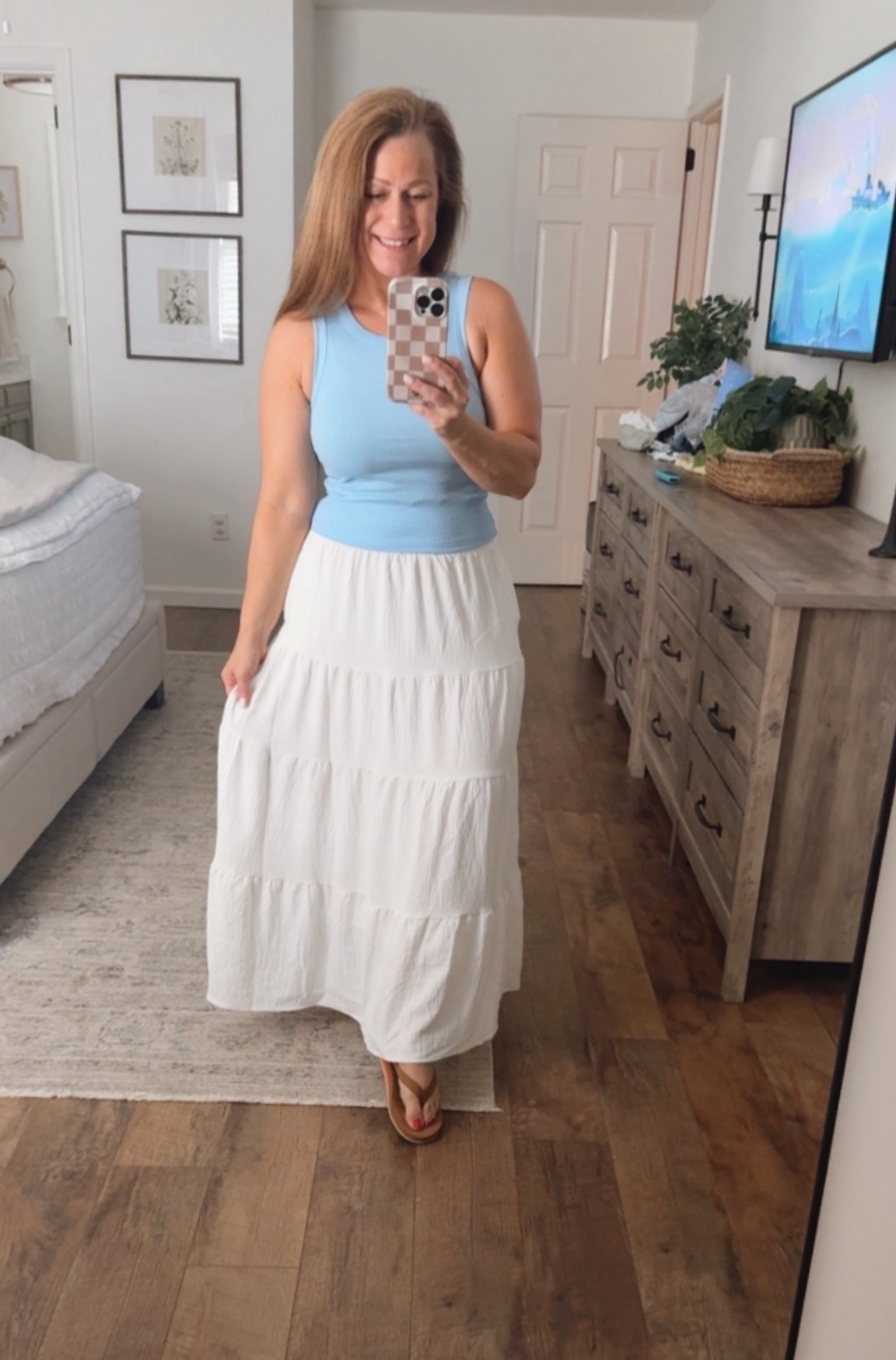 Summer outfit inspiration 
Crop tank
Tiered skirt 

Tank comes in multiple color options, washes well- holds it shape (I wear a small)
Skirt comes in several colors, is lined, lightweight, has pockets (I wear an XS)

#LTKMidsize #LTKPetite #LTKootd
