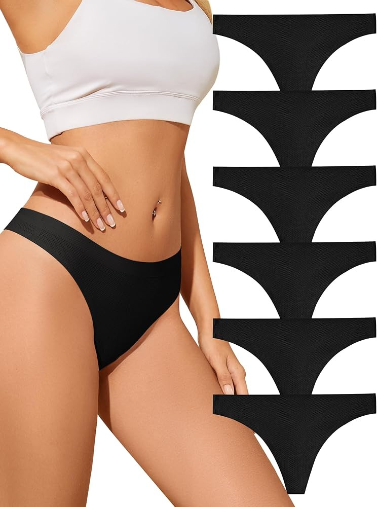 ANSUKOO Seamless Thongs for Women Underwear 6Pack,No Show Ladies Workout String Knickers,No VPL L... | Amazon (UK)