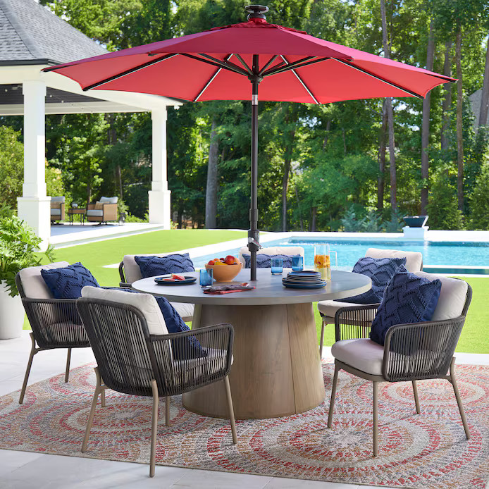 Origin 21 Lincoln Point 7-Piece Round Patio Dining Set with Cream Cushions at Lowes.com | Lowe's