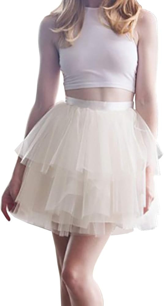WDPL Women's Mini Short Asymmetrical Layered Homecoming Party Bridesmaid Tulle Skirt | Amazon (US)