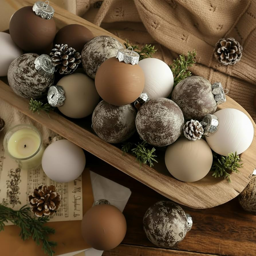 12 Pcs Matte Neutral Textured Christmas Ball Ornaments 2.36'' Brown Vintage Rustic Christmas Tree... | Amazon (US)