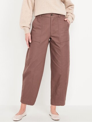 High-Waisted Canvas Barrel Ankle Pants | Old Navy (CA)