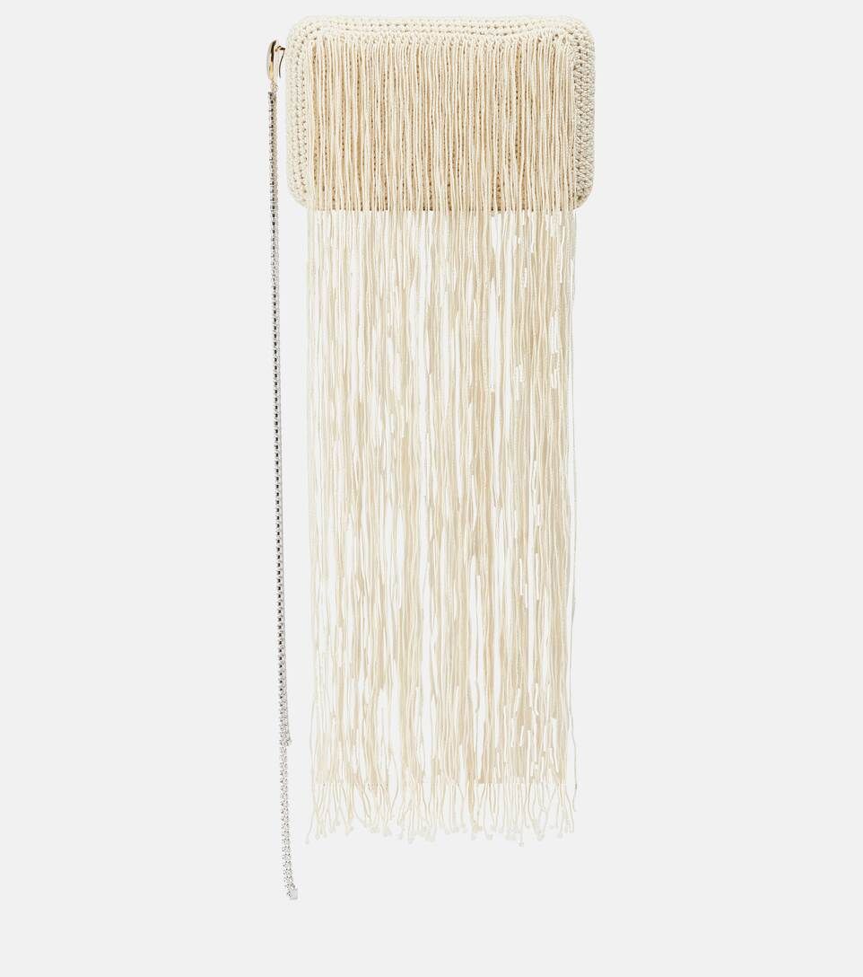 Leila fringe-trimmed crochet clutch | Mytheresa (UK)