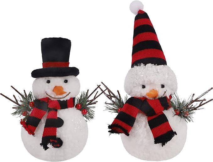 winemana Christmas Table Decorations, Set of 2 Snowman with Pine Cone Twigs, Winter Tabletop Deco... | Amazon (US)